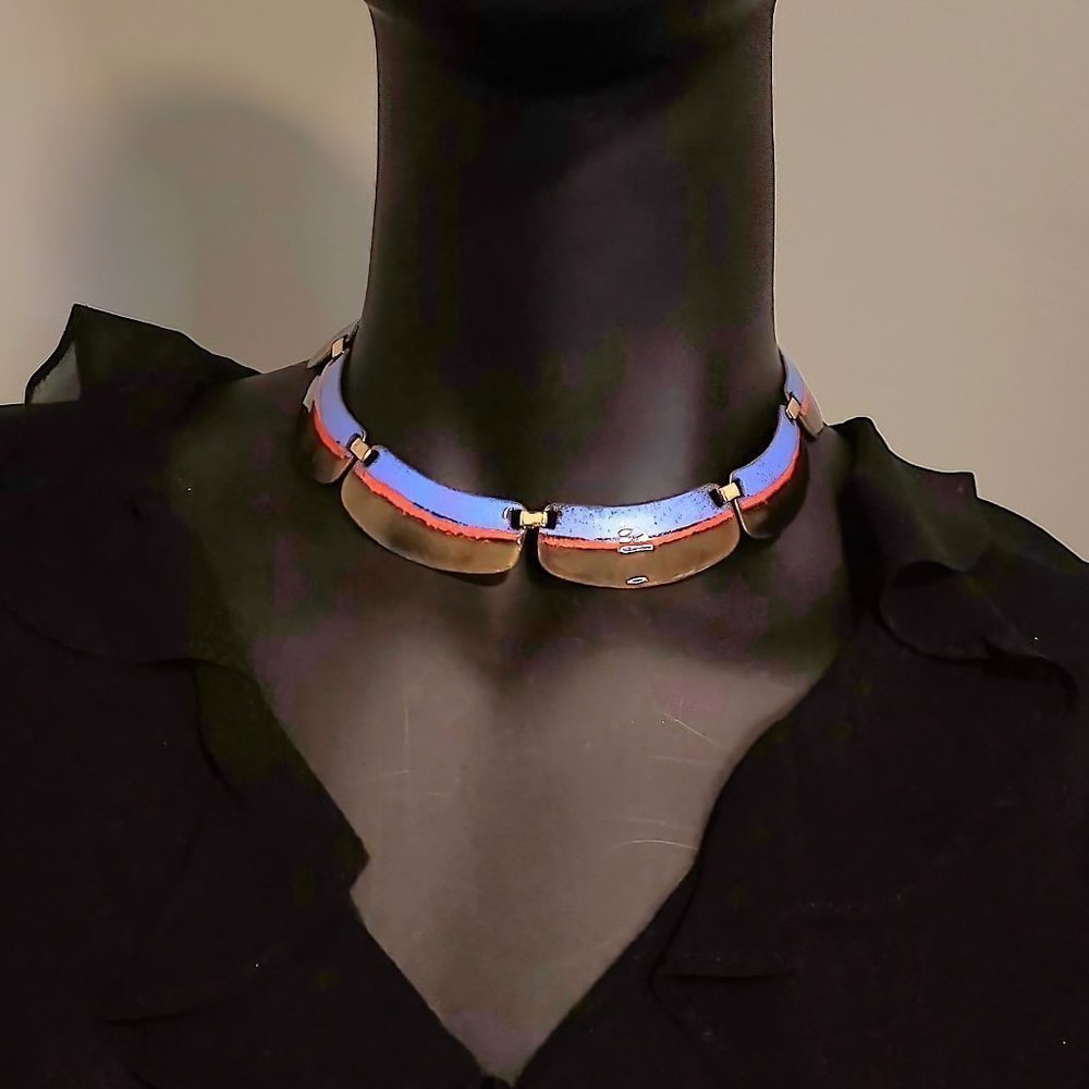 MCM KAY DENNING Enamel on Copper Necklace - Picture 4 of 9